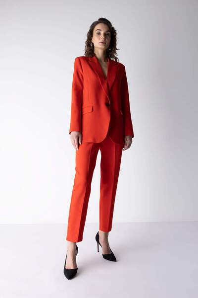 DeFacto Slim Fit Slim Fit High Waist Standard Leg Trousers W9757Az23Sm