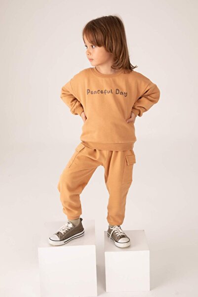 DeFacto Baby Boy Regular Fit Slogan Printed Soft Furry Inside Sweatshirt Trac...