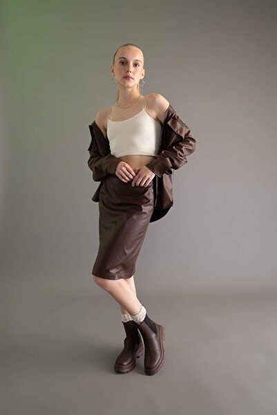 DeFacto Fusta midi din piele artificială cu talie normală creion Z0782AZ22AU