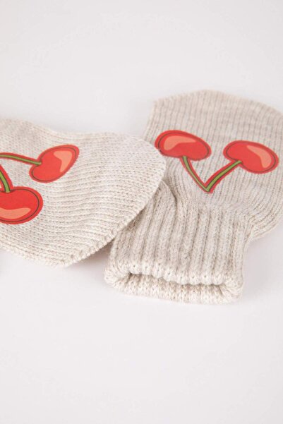 DeFacto Girl's Cherry Patterned Knitwear Fingerless Gloves V1291A622Wn