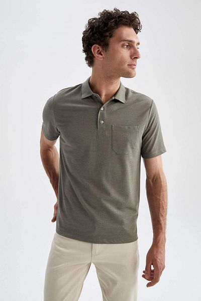 DeFacto Relax Fit Polo Neck Cotton Combed Cotton T-Shirt X2927Az22Sm