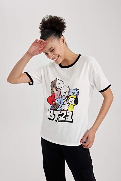 DeFacto Tricou Coool BT21 Regular Fit Crew cu mânecă scurtă 100% bumbac X2129...
