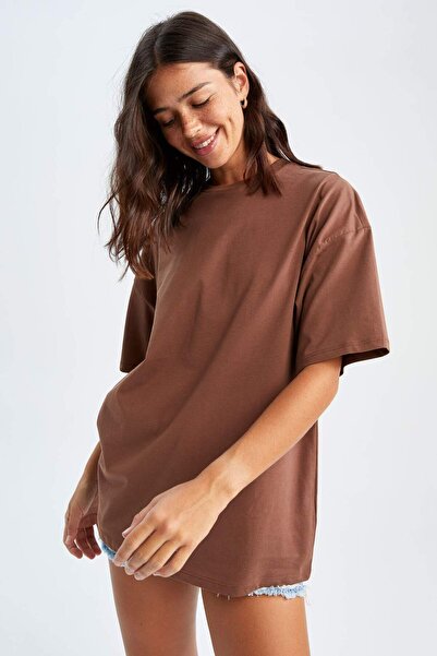 DeFacto Oversize Fit Kısa Kollu Basic %100 Pamuk Tişört V4136AZ22SP