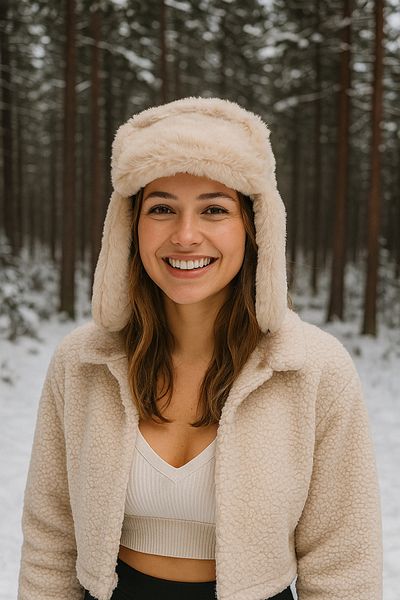 Luminos Butik Beige Winter Hat - with Earmuffs, Protection Against Cold, Presents Beret1127