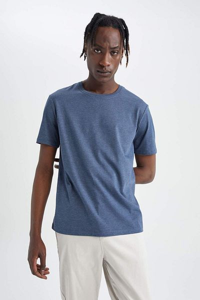 DeFacto Základní bavlněné tričko Regular Fit Crew Neck M7667AZ22SP