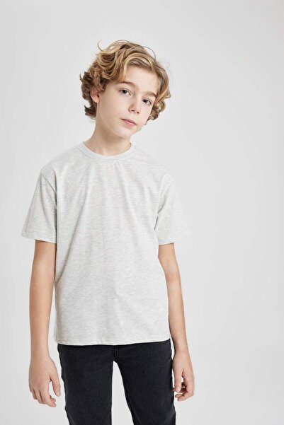 DeFacto Boy's Regular Fit Crew Neck Short Sleeve Cotton Combed Cotton T-Shirt K1687A622Sp