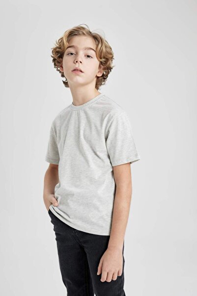 DeFacto Boy's Regular Fit Crew Neck Short Sleeve Cotton Combed Cotton T-Shirt K1687A622Sp