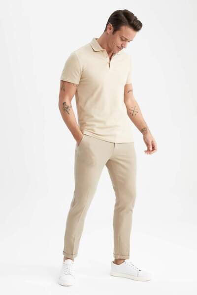 DeFacto Slim Fit Slim Fit Krátký rukáv Bavlněné Basic Plain Polo tričko M6609AZ22SP