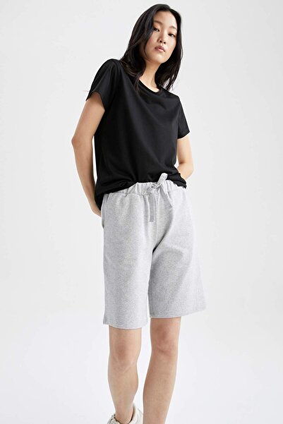 DeFacto Regular Beli Bağcıklı Bermuda %100 Pamuk Şort W9369AZ22SM