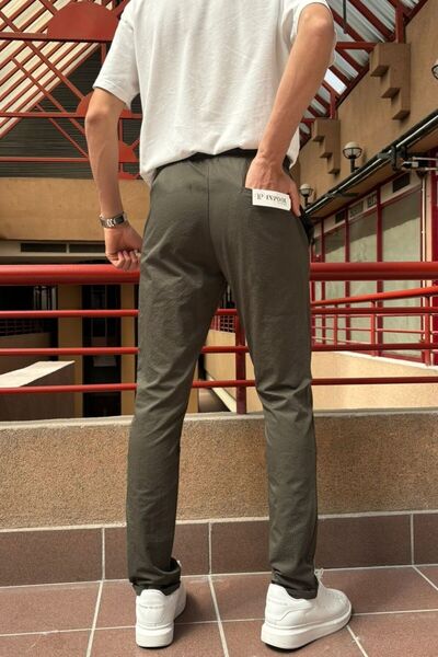 inpool Men's, elastic waist, standard-fit, double-leg, lace-up pants 24INP286