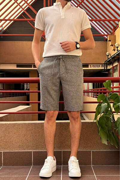 inpool Ανδρικό, δαντέλα στη μέση, λάστιχο, Παλιά χρήματα, Βαμβακερό, λινό υφαντό σορτς 24INP282