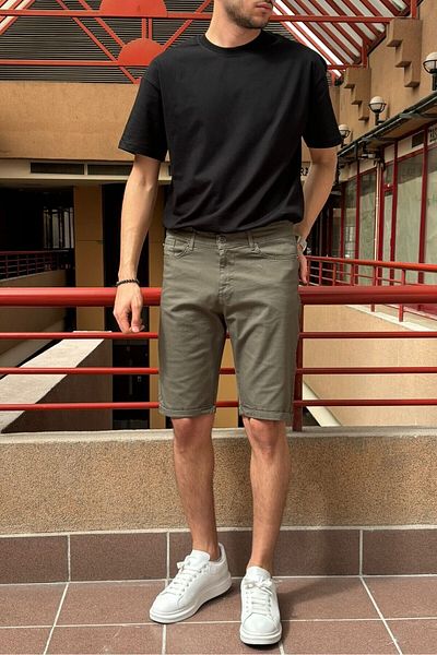 inpool Men's Gabardine Shorts - 5 Pockets, Double Legs, Colorfast, Cotton 24INP151