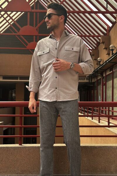 inpool Muška košulja regularnog kroja od Teksturirano tkanine sa preklopima z...