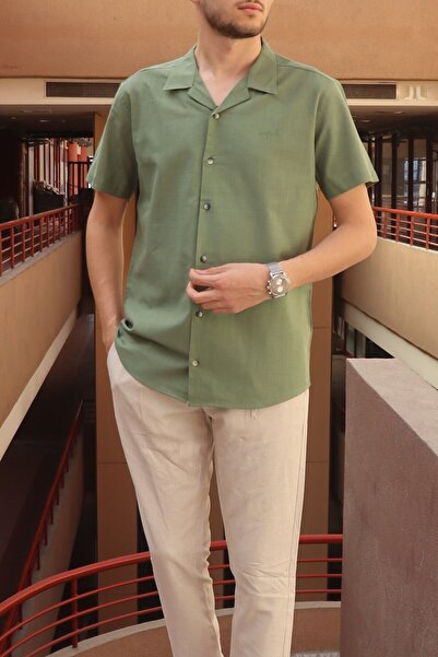 inpool Erkek, yaka detaylı, pamuklu, old money, kısa kollu gömlek