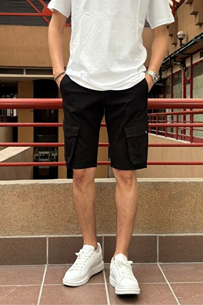 inpool Καλοκαιρινό ελαστικό βαμβακερό ανδρικό σορτς Gabardine - Cargo Pocket, 24ınp161