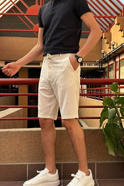 inpool Ανδρικό, Δαντέλα στη μέση, Παλιά χρήματα, Βαμβακερό, Λινό υφαντό σορτς 24INP281