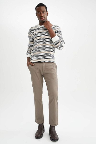 DeFacto Regular Fit Chino Canvas Trousers Gabardine Pocket Straight Leg T1052Az22Sp