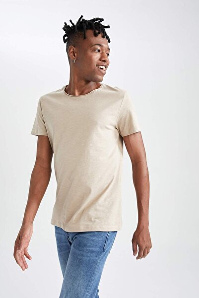 DeFacto Slim Fit Crew Neck 100% βαμβακερό μπλουζάκι M4789AZ22SP
