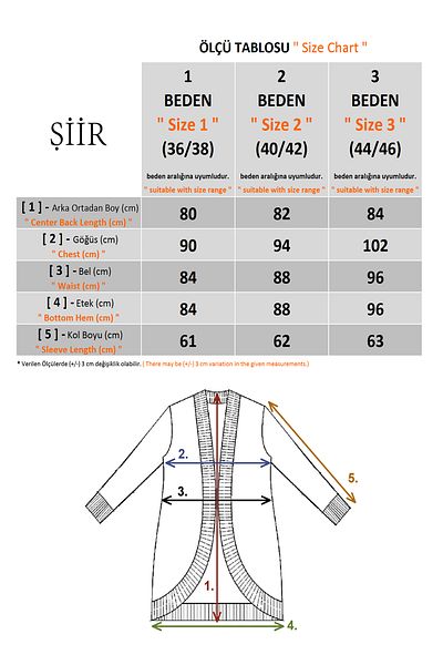 Şiir Ecru Colored Bumpe Women's - Soft Textured Combed Cotton, Flexible Jacquard Long Sleeve Cardigan & Kaftan