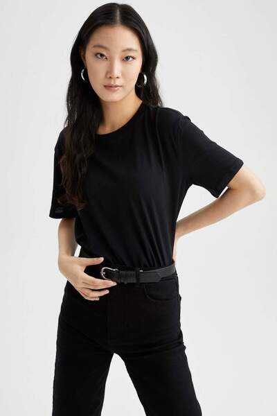 DeFacto Μπλουζάκι με κοντό μανίκι με κανονική εφαρμογή 100% βαμβάκι W9584AZ22SM