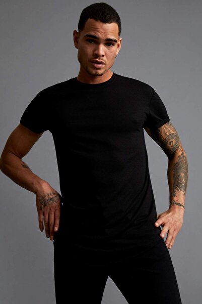 DeFacto Long Muscle Fit Crew Neck Basic Short Sleeve T-Shirt N2104Az21Sm