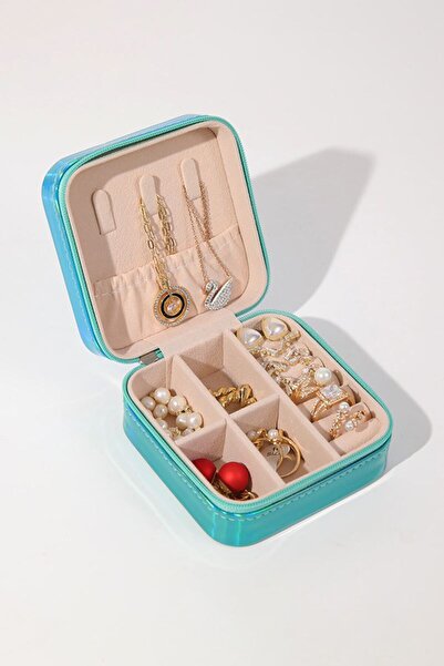 Chavin Blue Hologram Travel Ring Earrings Necklace Jewelry Box st1-67mv