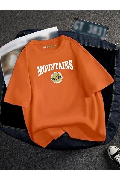 DM DOLCE MORE تي شيرت مطبوع عليه جبال كبيرة الحجم للجنسين