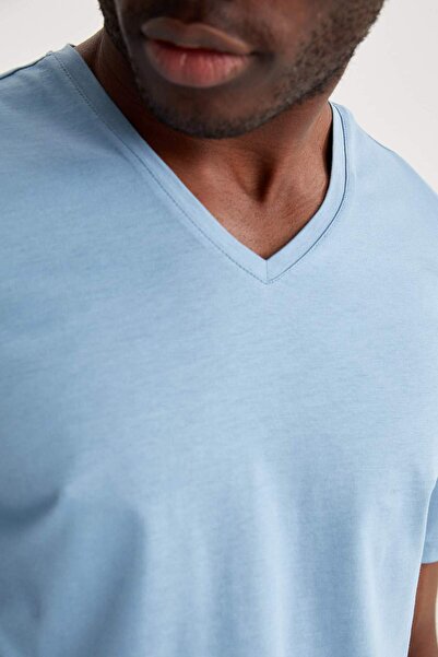 DeFacto Сlim Fit V-подібний виріз Basic Бавовняна футболка M7668AZ21SP