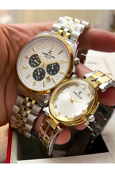 Daniel Klein Original 2 Years Warranty Steel Case Steel Cord Stainless Steel Darkening Lover's Couple Watch