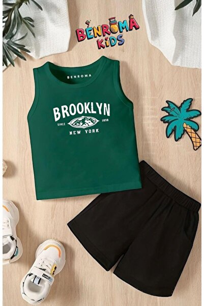 BENROMA BROOKLYN BASKILI ŞORT TİŞÖRT UNİSEX ÇOCUK TAKIMI