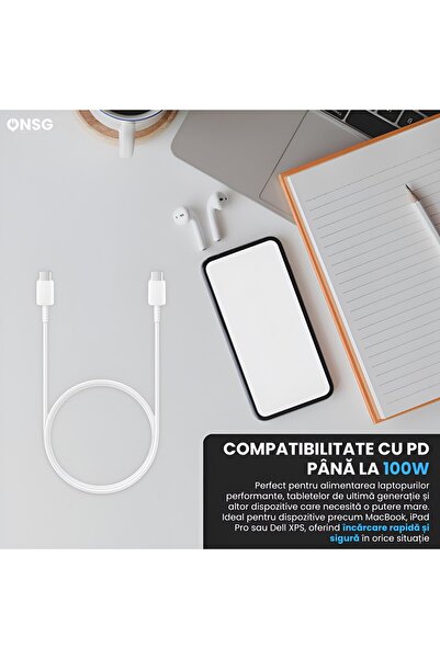 Samsung Usb-c To Usb-c Cable, 1m, 45w Charging, 100w PD, Fast Transfer, White