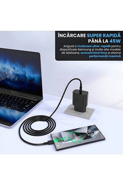 Samsung Usb-c To Usb-c Cable, 1m, 45w Charging, 100w PD, Fast Transfer, Black
