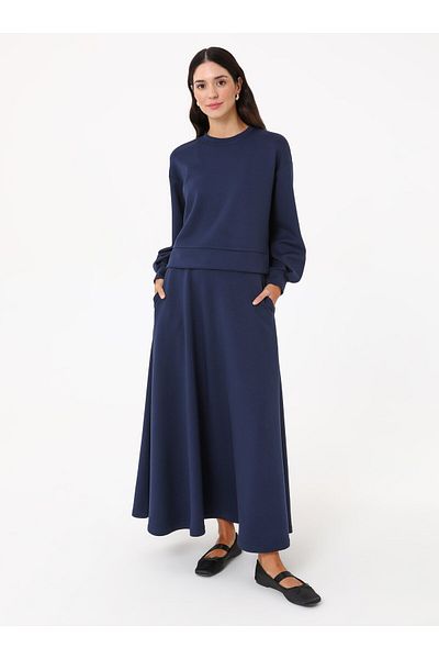 Benin Soft Textured Comfortable Fit Skirt Suit - Navy Blue - Benin