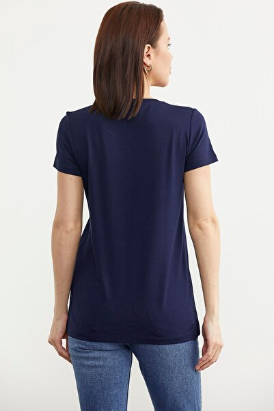 Sementa Navy Blue Basic T-Shirt - Butterfly Print