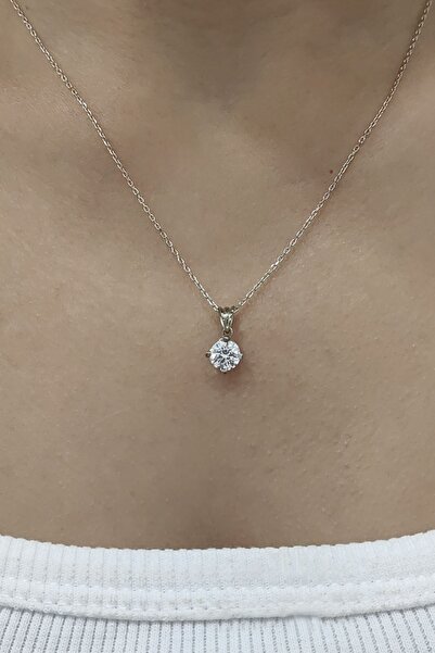 Chavin 1 Carat Zirkon Tektaş Gümüş Kadın Kolye dh16by