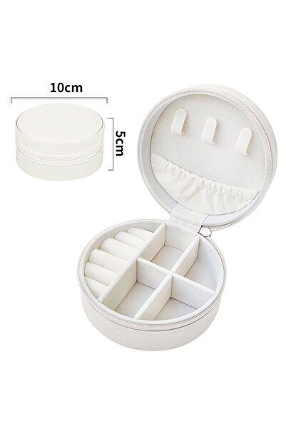 Chavin Λευκό δερμάτινο κουτί κοσμημάτων για σκουλαρίκια και κολιέ ταξιδιωτικό δαχτυλίδι st1-68by