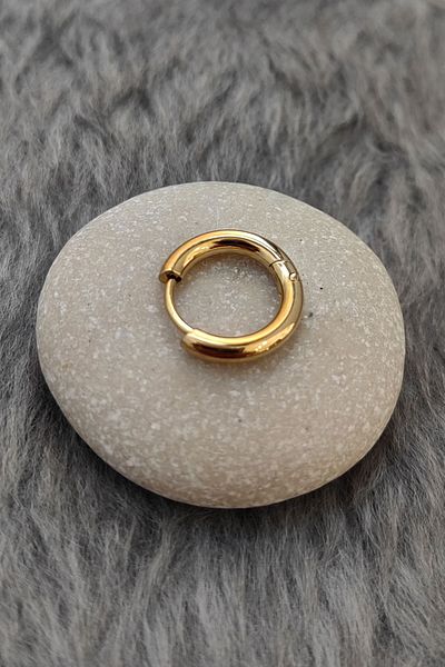 Chavin Steel Gold 10 mm Single Small Unisex Hoop Earrings et96sr