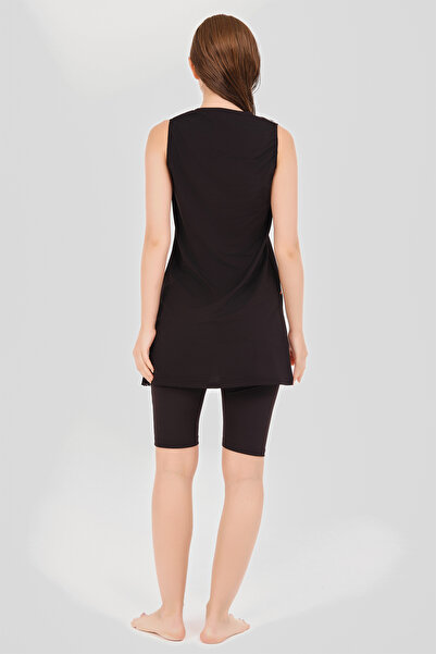 ALFASA 24803-24 Black Half Closed Sleeveless Pool Swimsuit