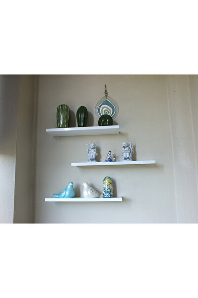 UTKU TASARIM Duvar Rafı Uçan Raf Gizli Raf Ahşap Duvar Rafı 3 lü set