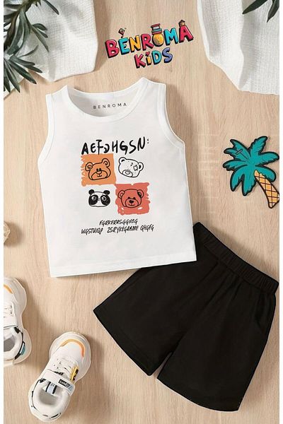 BENROMA Aef Bearer Printed Shorts Tee Unisex Children's Set