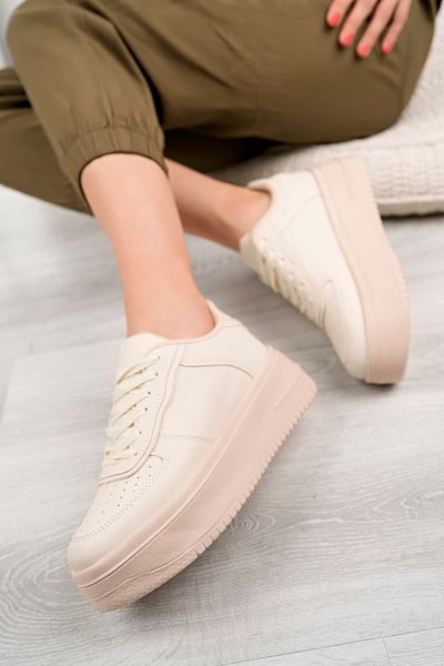 Mehmet Baran Nude Sneaker Pantofi sport cu talpă înaltă 5 cm