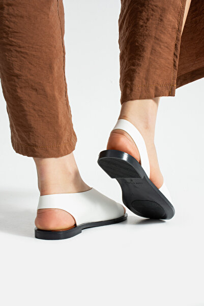 Moda Devrin Λευκά ανοιχτά πέδιλα μπαλαρίνας καλοκαιρινά παπούτσια