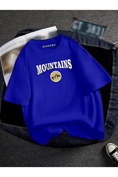 DM DOLCE MORE تي شيرت مطبوع عليه جبال كبيرة الحجم للجنسين