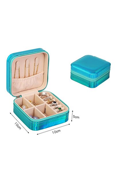 Chavin Blue Hologram Travel Ring Earrings Necklace Jewelry Box st1-67mv