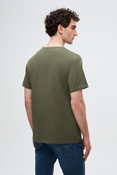 D'S Damat Ds Damat Slim Fit Khaki V-Neck 100% Cotton T-Shirt