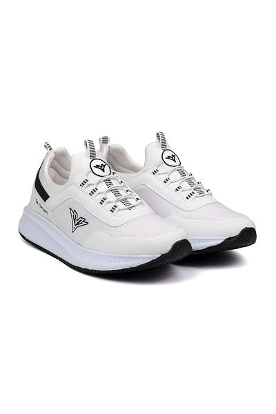 KAJILA Men's White Black Laceless Flexible Very Light Daily Sneaker Sports Shoes