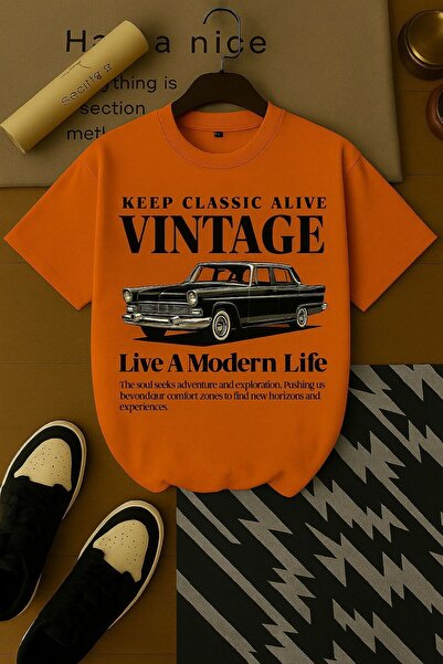 BENROMA تي شيرت للجنسين بطباعة كلاسيكية مقاس كبير