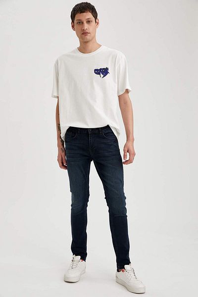 DeFacto Carlo Skinny Fit Extra Slim Fit Talie normală Pantaloni de jeans cu picioare extra înguste T3836AZ21SP