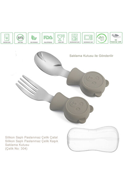 jojobebek Premium Çocuk BPA Free Kaliteli Silikon Saplı Paslanmaz Çelik Uçlu ...