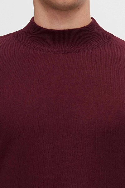 D'S Damat Claret Red Cotton Blend - Half Fisherman Regular Fit Knitwear Sweater